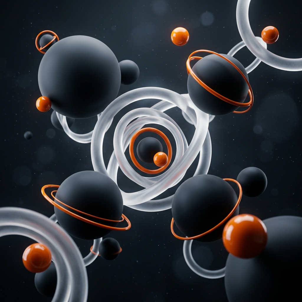 Abstract spheres representing digital data and social media marketing analytics